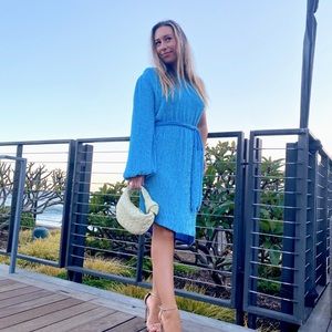 Retrofete Shy Light Blue One Shoulder Sequin Dress size small